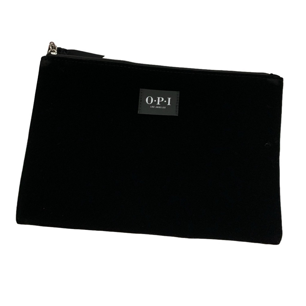 O.P.I. OPI Velvet Clutch Pouch Black with Polish Zipper Pull Unisex Travel Gift
